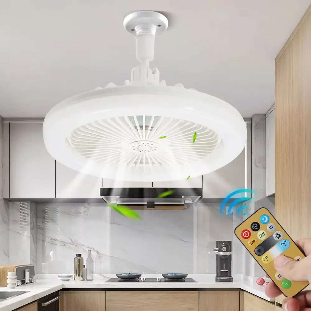 Smart Bathroom Fan - Afstandsbedienbare plafondventilatoren met LED-lamp, plafondventilator met