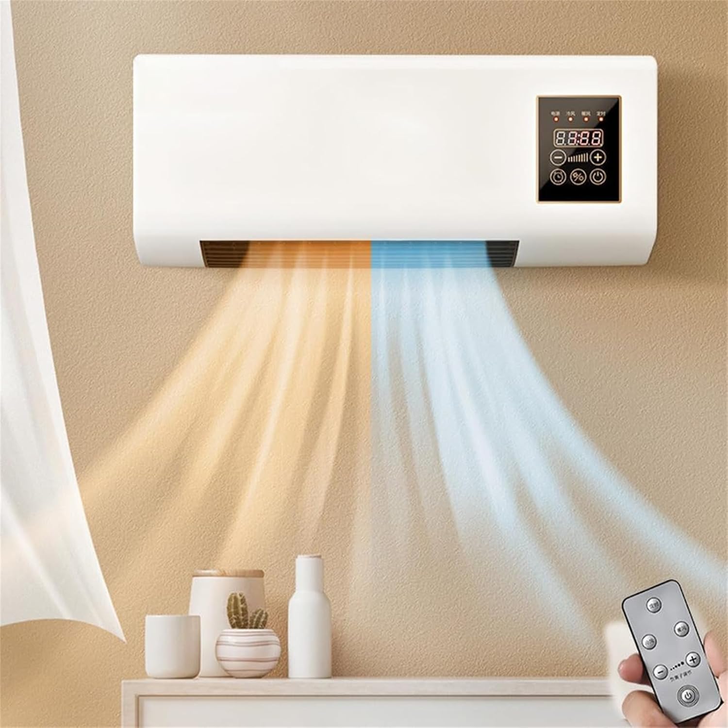 Smart Bathroom Fan - Wandgemonteerde airconditioner/thermoventilator - Draagbare 2000W koel-