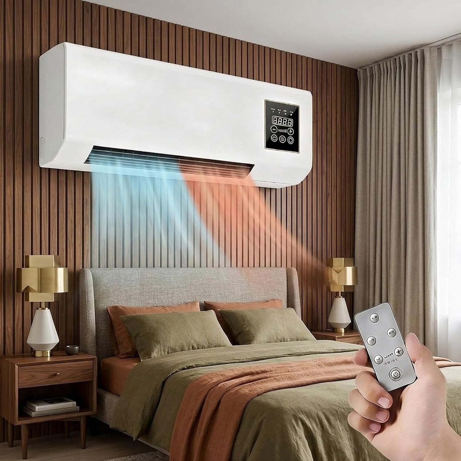 Smart Bathroom Fan - Wandgemonteerde airconditionerventilator, 2-in-1 verwarmings- en koelingscombinatie,